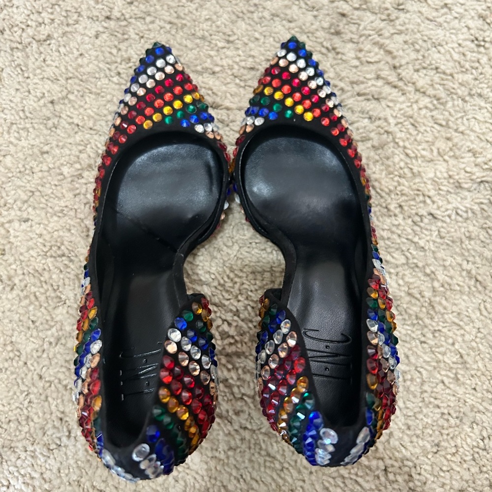 Rainbow rhinestone heels